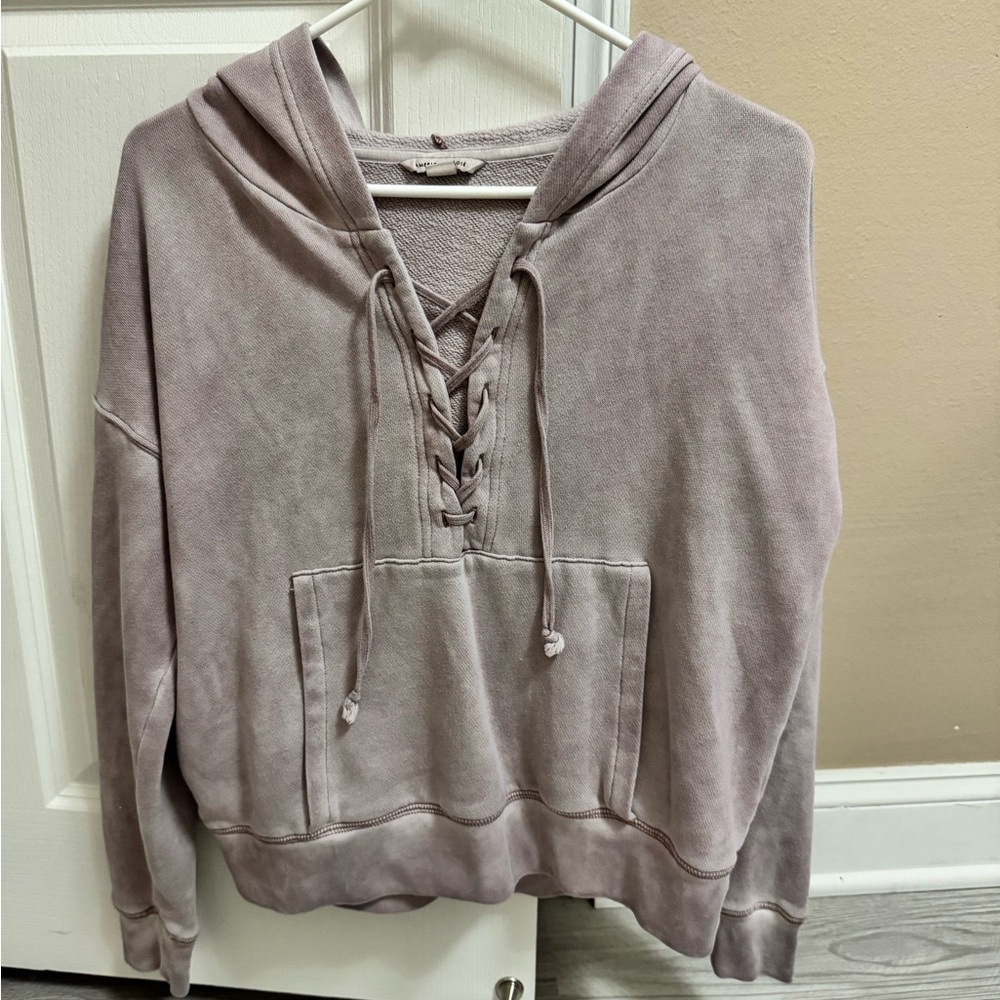 American Eagle Lace-Up Hoodie - Dusty Purple